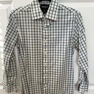 Bonobos Men's White and Green Plaid Dress Shirt